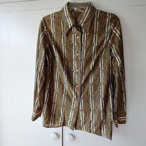 Vintage 70's Jantzen Long Sleeve Button Up Top SZ 14